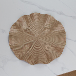Classic Lotus Leaf Design Non-Slip Plastic <strong>Round</strong> <strong>Place</strong> <strong>Mats</strong> Washable Dining Table Placemats - Product Image 2