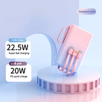 Batterie externe portable 10000 mAh en promotion avec charge ultra-rapide 22,5 W, 3 câbles intégrés, design léger et fin