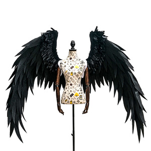 F0 Ali d'Angelo in Piume Nere per Decorazioni di Halloween, Vendita all'Ingrosso, per Cosplay, Angelo, Diavolo, Fata, Decorazione Murale - Product Image 1