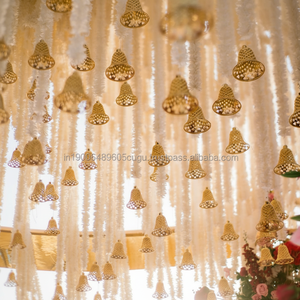 พวงมาลาดอกมะลิสีขาวพร้อมกระดิ่งพวงมาลาประดับงานแต่งงานของอินเดียตกแต่งบ้านวัดสำหรับเทศกาลปาร์ตี้ฉากหลัง - Product Image 1