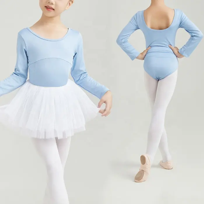 Classique enfant en bas âge enfants tenues à manches longues gymnastique justaucorps superposition body Snap entrejambe fermeture danse porter Ballet justaucorps