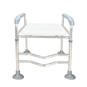 Chaise de douche As Guard 48x37x64-74cm en acier inoxydable avec accoudoirs pour personnes âgées, utilisation dans la salle de bain - Product Image 2