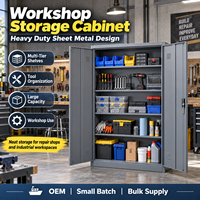 Armoire de rangement en tôle robuste avec étagères multi-niveaux pour l'organisation des outils d'atelier