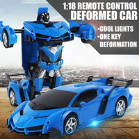 Coche de Control Remoto de Juguete, Escala 1/18, Deformación con un Botón, Acrobacias de 360 Grados, Deportivo, Robot Transformable