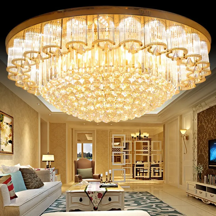 Lüks kristal avize gül altın metal otel için tavan lambası otel lobisinde JY8106