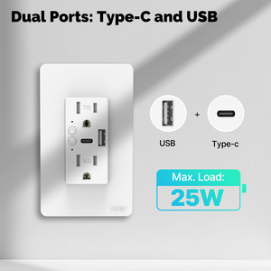 Langyeao ไวไฟสมาร์ทวอลล์2ช่อง USB Type-C, 3000W ล็อคไฟฟ้าของเด็กทำงานร่วมกับ Alexa Google Home UL94 <span class=keywords><strong>V</strong></span>-0 - Product Image 4