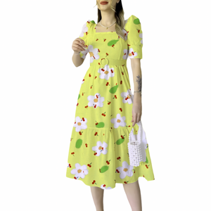 Vestidos de Corsé con Cuello en U para Mujer, Estilo Rústico, Estampado de Moda, Nuevo - Product Image 3