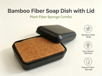 Kit Combo Écologique en Gros : Savon Solide en Bambou et Éponge Exfoliante en Cellulose de Sisal avec Support de Drainage en Bambou pour Cuisine et Salle de Bain