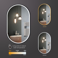Miroir mural intelligent LED moderne de la série 4, ovale, noir mat, avec cadre en aluminium, anti-buée, best-seller