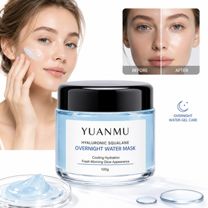 Mascarilla Nocturna Hidratante e Iluminadora, Crema Humectante Profunda, Mascarilla de Gel Herbal con Ácido Hialurónico, Niacinamida y Escualano - Product Image 1