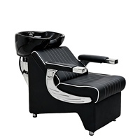 Petit lit de lavage réglable, fauteuil de lavage semi-inclinable pour salon avec bac en céramique, station de lavage de cheveux pour barbier