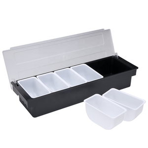 <strong>Bar</strong> Fruit <strong>Caddy</strong> with Lid Salad <strong>Condiment</strong> Server Black Plastic Garnish Tray Ice Chilled <strong>Condiment</strong> <strong>Caddy</strong> for Home Restaurant - Product Image 2