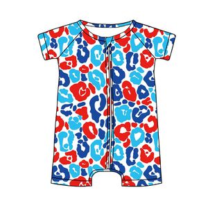 Pyjamas à fermeture éclair personnalisables à imprimé floral pour filles, combinaisons courtes à manches courtes avec fermeture éclair, grandes tailles, vente chaude - Product Image 5
