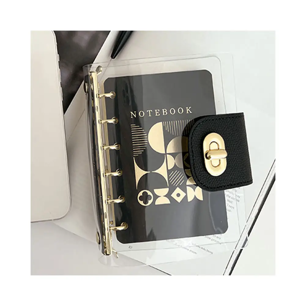 New arrival Low MOQ custom logo journal ECO friendly organizer 6 rings binder clear PVC cover A5 A6 a7 planner notebook