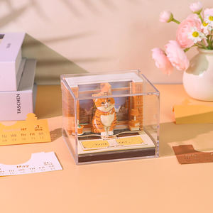 Bloc-notes <span class=keywords><strong>calendrier</strong></span> 3D en papier découpé au laser motif chat orange mignon, décoration de bureau en papier superposé, bloc-notes 3D pour animaux de compagnie, idéal pour le dropshipping - Product Image 3