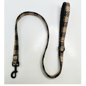 맞춤형 럭셔리 패션 강아지 목줄과 목걸이, 소형견과 고양이를 위한 흑백 격자무늬 트위드 울 원단 - Product Image 1