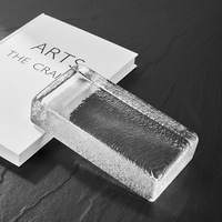 Briques de verre contemporaines fournies par le fabricant, texturées à bulles, givrées, translucides, en verre fondu à chaud, transparentes, carrées