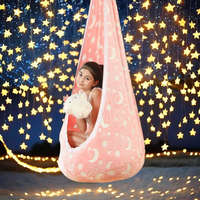 Balançoire d'intérieur pour enfants avec coussin gonflable en flanelle lumineuse hamacs suspendus en coton et polyester pour cour