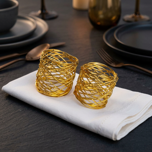 Juego de 2 Anillos para Servilletas de Latón Dorado, Decoración Glamurosa para Mesa de Boda, Diseño de Anillo Duradero, 5 cm de Ancho - Product Image 3