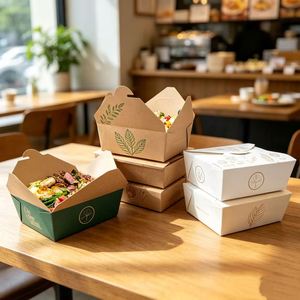 Custom Printed Disposable Ivory Board Folders Takeaway <b>Greaseproof</b> Food Container for Fried Chicken Burger Restaurant Packaging - Product Image 1