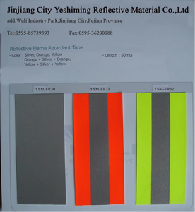 <span class=keywords><strong>Cinta</strong></span> reflectante ignífuga Flou-Yellow Silver de 5cm de ancho para ropa de trabajo de seguridad para bomberos - Product Image 4