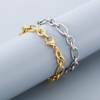 Bracelet à maillons en acier inoxydable de style Instagram, poli électrolytiquement, couleurs argent et or, usage quotidien unisexe