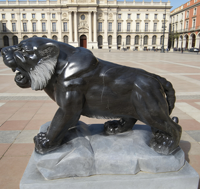 Sculpture d'animal en pierre, statue de lion en marbre blanc, design pour entrée de villa ou d'hôtel, jardin extérieur, sculptée à la main, taille réelle