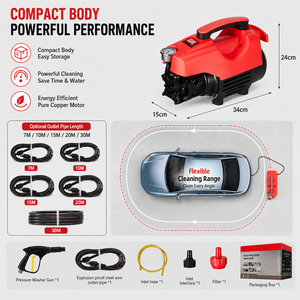 Portable 220V haute pression pompe de lavage de voiture électrique auto-amorçante système d'eau manuel en acier inoxydable Auto plastique lave-voiture - Product Image 5