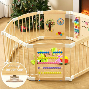 Parc pour bébé en bois massif, écologique, portable, conforme ASTM CPC, zone sécurisée pour tout-petits - Product Image 2