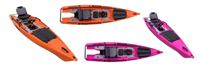Kayak de pêche rotomoulé, kayak à pédales avec système de propulsion par pédales et gouvernail pour la pêche en eau libre
