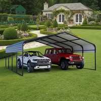 Abri de garage en métal robuste de 20' x 20' pour bateau, abri de voiture en métal extérieur avec toit galvanisé