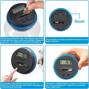 Tirelire numérique 1,8 L avec écran LCD pour compter les pièces de monnaie, tirelire pour argent liquide, pièces USD <span class=keywords><strong>et</strong></span> <span class=keywords><strong>EURO</strong></span>, coffre-fort pour défi d'épargne - Product Image 4