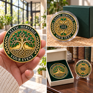 Monedas de Desafío Personalizadas con el Árbol de la Vida, Tono Dorado Antiguo, Relieve de Doble Cara, Regalos Conmemorativos Culturales Personalizados - Product Image 3