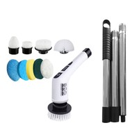 Brosse de nettoyage électrique multifonctionnelle avec manche en acier pour la maison, la cuisine, la salle de bain, les toilettes, les sols - Nettoyage manuel