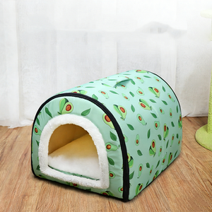 Lit pour chat en peluche écologique semi-fermé, chaud pour l'hiver, confortable et doux, pour petits animaux, chats et chiens - Product Image 1