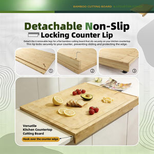 Planche <span class=keywords><strong>à</strong></span> découper en bambou extra large personnalisée avec pieds amovibles, couvercle pour cuisinière et évier, bord antidérapant pour plan de travail de cuisine - Product Image 6