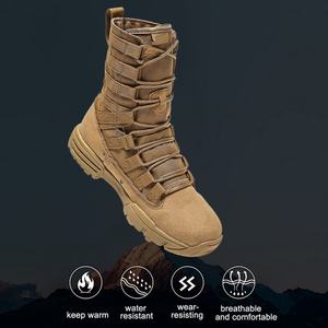 Botas de Senderismo de Caña Alta para Entrenamiento al Aire Libre para Hombre, Color Verde Camuflaje, Equipo de Senderismo, Botas Tácticas de Desierto de Cuero Negro y Gamuza para Hombre - Product Image 3