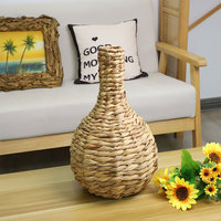 Vase en paille tressée fait main, récipient à fleurs minimaliste nordique pour table, vase décoratif pour la maison, le salon et le café