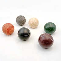 Ensemble de boules décoratives de luxe en pierre de travertin naturel de couleur beige