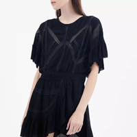 Tendance Sexy dentelle décontractée élégante femmes robe à volants Mini robe élégante robe trapèze