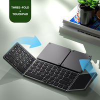 Nouveau clavier à écran tactile triple pliant Recharge BT sans fil léger mince Portable Mini clavier usine en gros transfrontalier