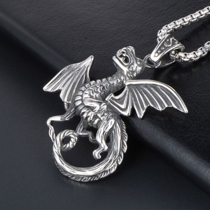 Flying Dragon Pendant <b>Titanium</b> Steel Men's Necklace SP455 Animal Zodiac Jewelry Gift - Product Image 3