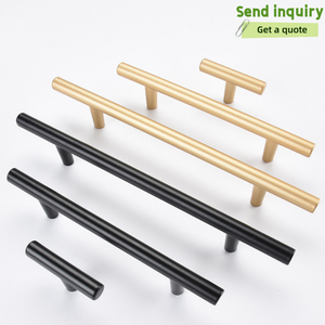 Poignées de meuble en T noir mat à espacement réglable, tirants de tiroir en <span class=keywords><strong>fer</strong></span> massif, quincaillerie robuste pour cuisine - Product Image 2