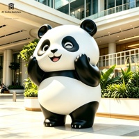 Sculpture géante personnalisée en fibre de verre de panda, adorable statue de personnage IP pour centre commercial intérieur, jardin, ornement de parc à thème