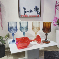 Verres à vin en plastique transparent bleu style vintage, sans BPA, réutilisables, 220 ml, incassables, pour mariage, banquet, fête, bar