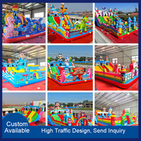 Parque de Juegos Inflable Multijuegos Integrado, Diseño de Dibujos Animados Personalizado, Larga Vida Útil, para Todas las Edades, Castillo Inflable Comercial