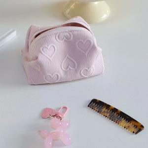 Bella borsa per il trucco personalizzata con cerniera borsa da toilette personalizzata in cotone trapuntato rosa - Product Image 6