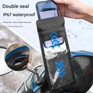 Klip ponsel stang sepeda, tas pemegang ponsel cermin spion sepeda motor, layar sentuh Universal tahan air 360 ° - Product Image 4