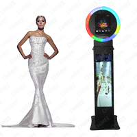 Photomaton à écran LCD de base Photomaton rond pour iPad avec tête réglable en angle et étui de vol gratuit Cabine de location de fournitures de fête