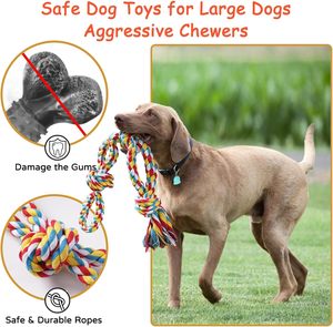Jouets à mâcher pour chiens en corde à double nœud résistants aux morsures et durables pour le nettoyage des dents des chiots - Product Image 2